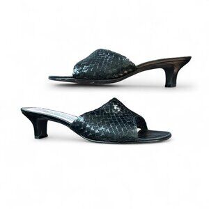 Donald J Pliner black woven leather slide mules  Size 9.5